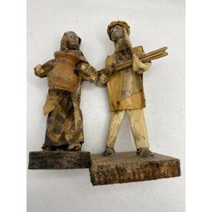 Vintage EB Elaborado A Mano Jalisco Paper Mache Mexican Folk Art Set 2 Man Woman